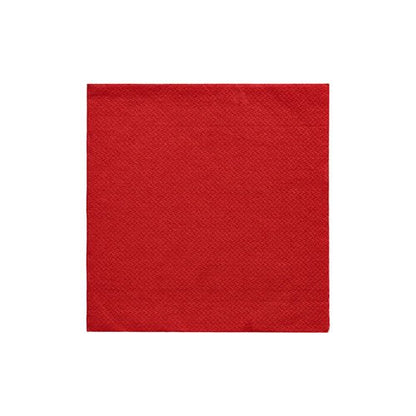 The burgundy, square paper napkin from the DAILY collection of PAPSTAR GmbH (24x24 cm, 1/4 fold, pack of 20) stands centered on white and lends simple elegance to any set table.