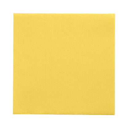 A PAPSTAR 150 napkins "DAILY Collection" 1/4 fold napkin (32 x 32 cm) from PAPSTAR GmbH is presented flat and unfolded, yellow and square, on a white background with visible surface texture.