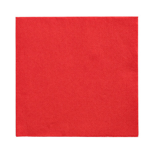 A single square red 1/4 fold napkin (32x32 cm) from PAPSTAR GmbH (150 napkins "DAILY Collection") on a white background, viewed from above.