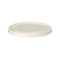 A simple, round, white disposable plate on a white background - perfect to combine with PAPSTAR lids for sugarcane bowls Ø 17 cm, white, "pure" (25 pieces) from PAPSTAR GmbH for more comfort and sustainability.