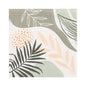 The PAPSTAR 20 napkins from PAPSTAR GmbH are 3-ply paper napkins, 33 x 33 cm, with an abstract botanical design in green, beige, and yellow on white. The Design Set 6 has a square shape and a practical 1/4-fold.