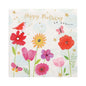 The napkins PAPSTAR 20 napkins 33x33 cm from PAPSTAR GmbH feature a floral and festive design with a red bird, butterflies, golden stars, and the text "Happy Birthday to you..." on a white background.
