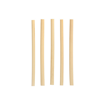 Five PAPSTAR cocktail straws reed "pure" (15 cm, Ø 7 mm) from PAPSTAR GmbH are arranged vertically on a plain white background, highlighting the stylish and environmentally friendly, biodegradable straws.