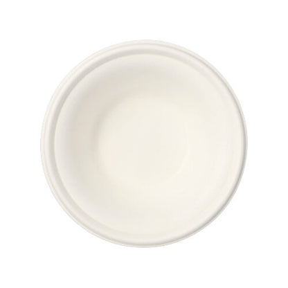The PAPSTAR 50 bowls made from white sugarcane "pure" by PAPSTAR GmbH are eco-friendly disposable bowls for sustainable enjoyment and are seen from above on a white background.