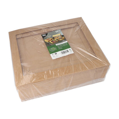 25 PAPSTAR rectangular cake boxes with PLA window, environmentally friendly, packaged in plastic and with a product label – from PAPSTAR GmbH.