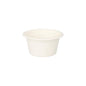 A small, simple, white PAPSTAR dressing bowl made of sugarcane (6 cm, 50 pieces) from PAPSTAR GmbH - an environmentally friendly disposable cup - is depicted against a white background.