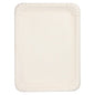 The PAPSTAR serving trays sugarcane "pure" rectangular, 26x35 cm, white (6 pieces) from PAPSTAR GmbH is a rectangular, biodegradable white tray with raised edges and corner ribs, photographed empty from above.
