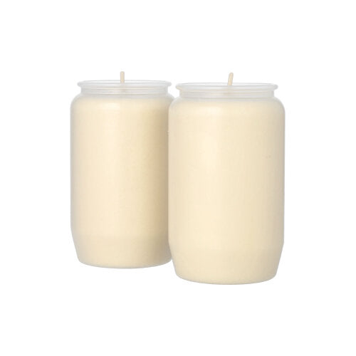 Zwei PAPSTAR Kompositions-Öl-Lichter Ø 5,8 cm in transparenter Hülle (2 Stück, PAPSTAR GmbH) stehen nebeneinander vor weißem Hintergrund und erzeugen stimmungsvolle Beleuchtung.