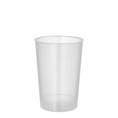 A Starpak 10 reusable drinking cup PP, translucent and unbreakable, stands upright against a white background.