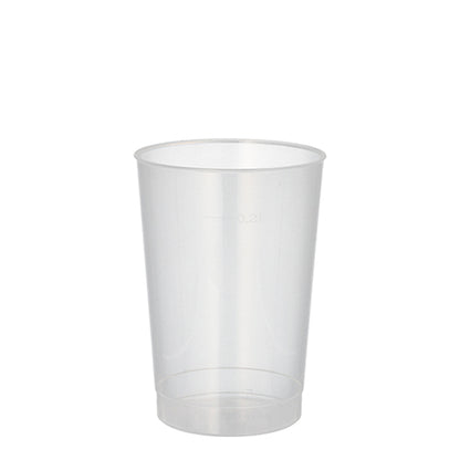 A Starpak 10 reusable drinking cup PP, translucent and unbreakable, stands upright against a white background.