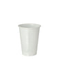 A Starpak 100 drinking cup made of white polystyrene (PS), 0.18 l capacity, Ø 7.03 cm × 9.1 cm, stands upright with a slightly flared rim and horizontal grooves; vending machine compatible for convenient use. Pack of 100 pieces.