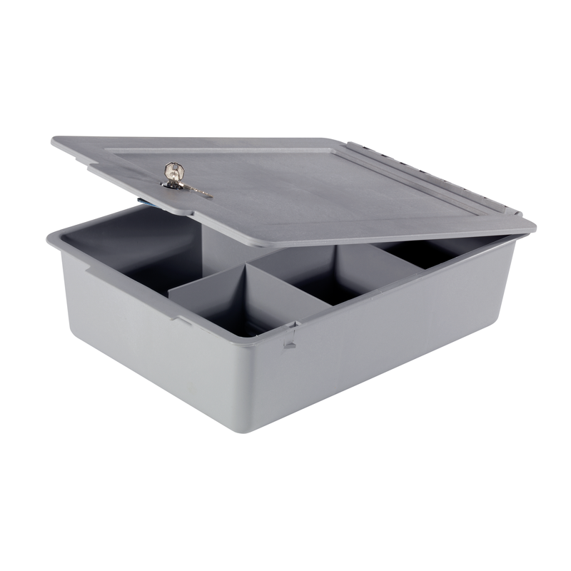 Numatic storage tray 120 mm deep with lid and compartments, gray | Pack (1 piece)