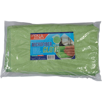 The Abena Re-Seller GmbH ENA Soft microfiber cloth, 40x40 cm, is a green microfiber cloth in clear plastic with a blue-red "Microfiber Cloth" label showing hand cleaning - a perfect choice for cleaning and car care.
