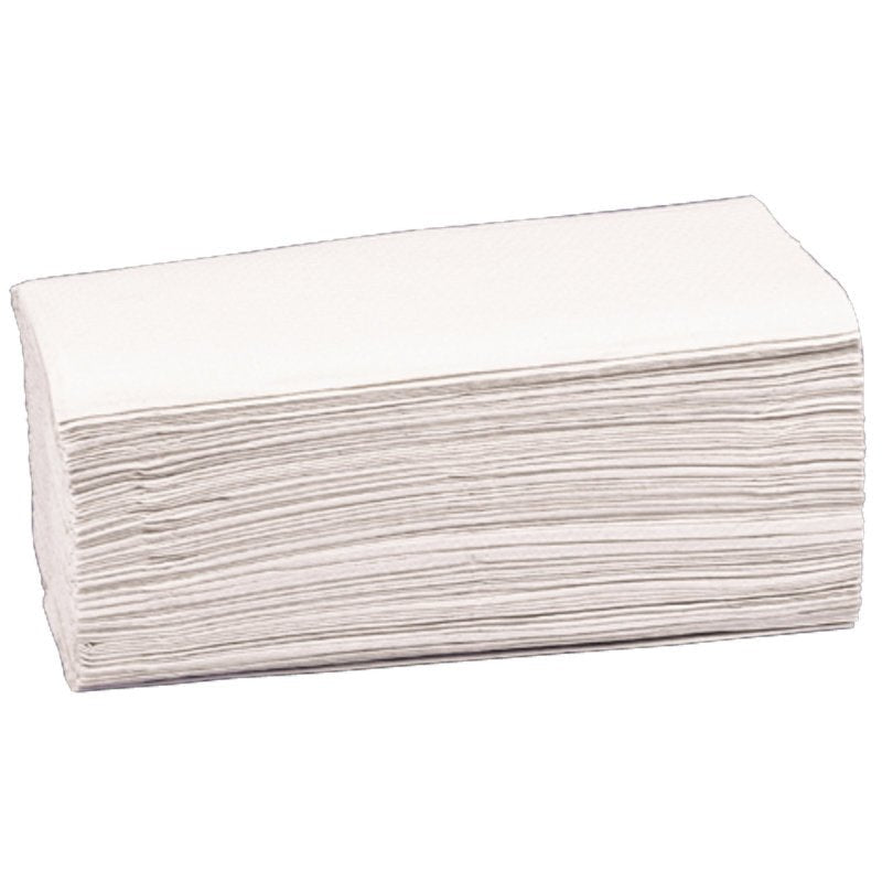 A pack of 200 Abena Re-Seller GmbH paper towels, 2-ply, 24.8x23 cm in white is neatly folded against a plain white background.