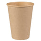 A simple, brown disposable coffee cup from Abena Re-Seller GmbH is depicted against a white background. The empty cup has a rolled rim at the top.