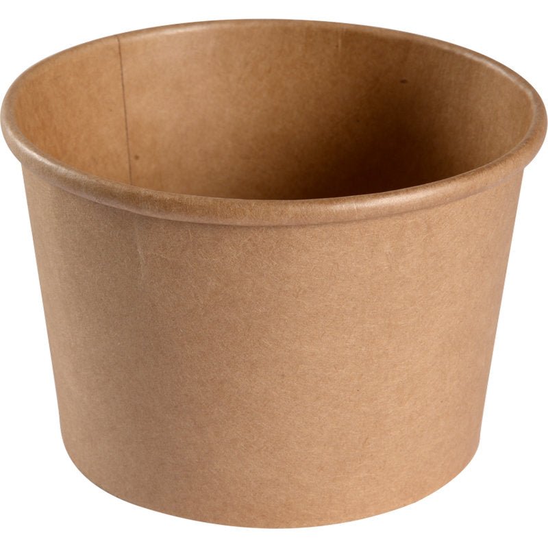 The Abena Re-Seller GmbH bowl, 500 ml, ø 11.5 cm, Kraft/PE, Brown is a brown food packaging bowl (pack: 50 pieces), shown empty on a white background.