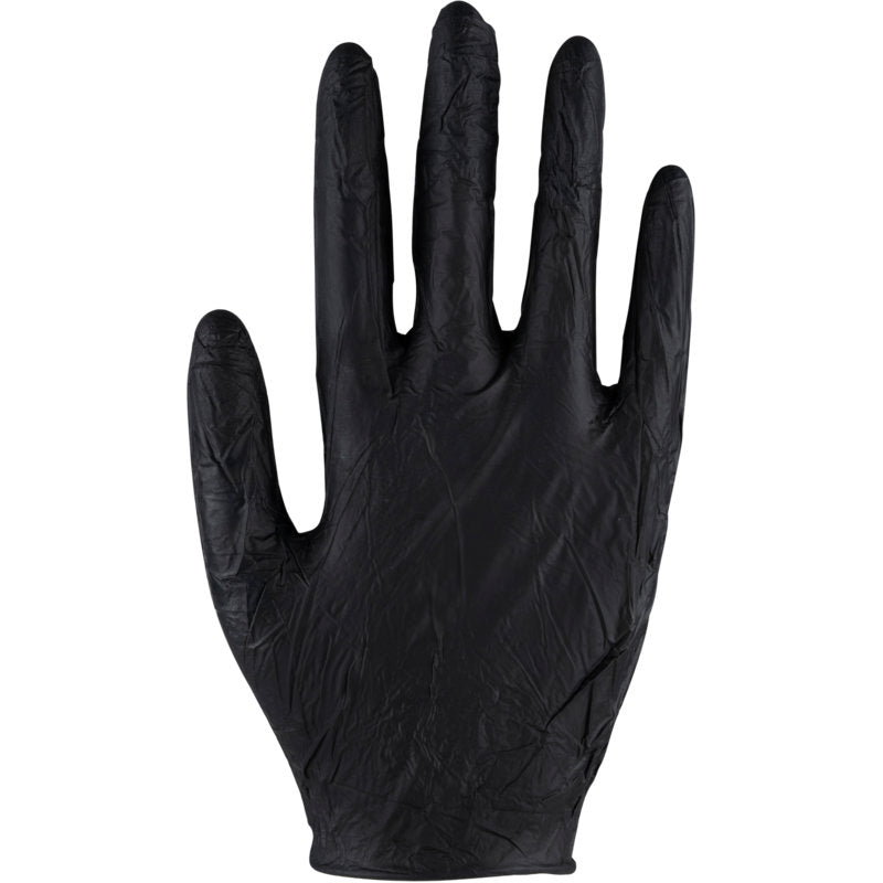 The Thor Ultra Sensitive, nitrile glove, black from Abena Re-Seller GmbH is depicted with the palm facing forward and fingers spread against a white background.