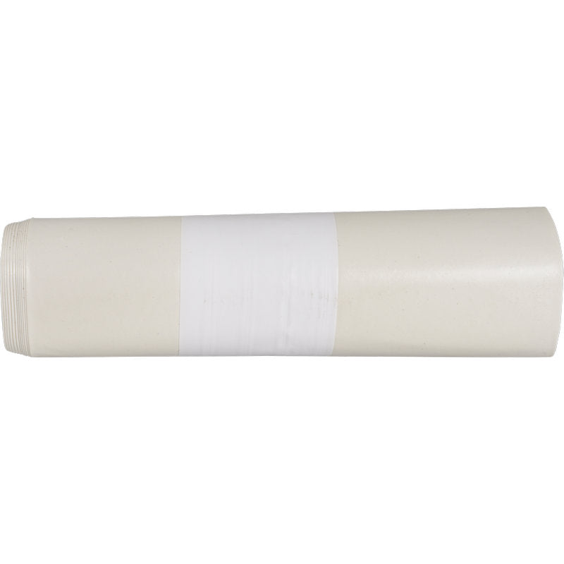 A rolled-up sheet of white paper with a white label in the middle on a white background, reminiscent of an eco-friendly Abena Re-Seller GmbH trash bags for Sækko Boy 120, 55 my LDPE Recycled packaging.