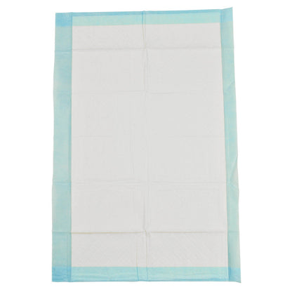 A rectangular Abena disposable pad, 6-layered, 40x60 cm, white with a blue border, lies flat on a neutral background; the surface shows subtle crease lines and a quilted structure. Pack of 25 pieces from Abena Re-Seller GmbH.