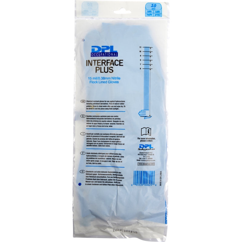 A transparent plastic packaging displays the Abena Re-Seller GmbH household nitrile gloves, blue. The blue, latex-free gloves are visible inside. Product information and instructions are printed on the packaging.