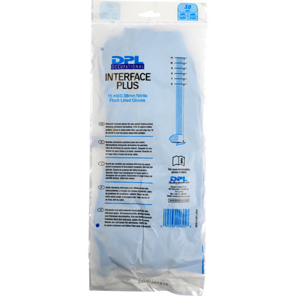 A transparent plastic packaging displays the Abena Re-Seller GmbH household nitrile gloves, blue. The blue, latex-free gloves are visible inside. Product information and instructions are printed on the packaging.