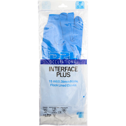 A pack of Abena Re-Seller GmbH household nitrile gloves, blue, 15 mil/0.38mm thick, in transparent packaging with blue and black text, base symbols, and the highlight "latex-free gloves".