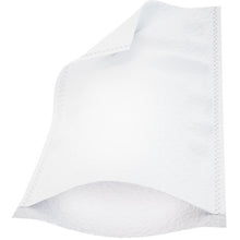 Ein einzelner weißer Molton Ultra Sonic Waschhandschuh (16x23 cm) von Abena Re-Seller GmbH, abgebildet auf weißem Hintergrund. Der Einweghandschuh hat leicht gewölbte Kanten und sichtbare Ränder. Packung mit 50 Stück.