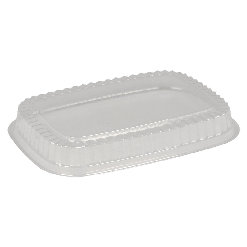 A transparent, rectangular plastic lid (lid for item no. 5966, 18 x 24.58 x 3.2 cm) from Abena Re-Seller GmbH, pack of 250 pieces, with raised edges and ribbed design, depicted on a white background.