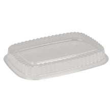 Ein transparenter, rechteckiger Kunststoffdeckel (Deckel für Art. Nr. 5966, 18 x 24,58 x 3,2 cm) der Abena Re-Seller GmbH, Packung mit 250 Stück, mit erhabenen Rändern und geriffeltem Design, abgebildet auf weißem Hintergrund.