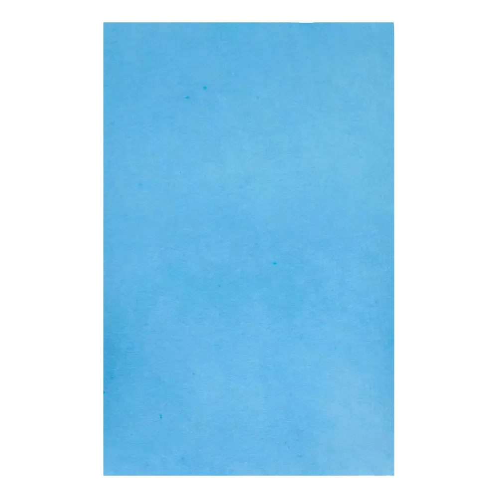 A smooth blue sheet of paper, similar to the AMPri Dental crepe cover tray filter paper 18 x 28 cm frequently used in dental treatments by AMPri Handelsgesellschaft mbH, fills the entire frame.