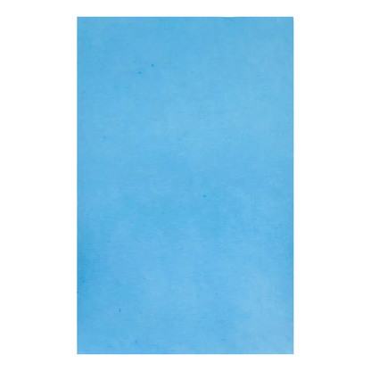 A smooth blue sheet of paper, similar to the AMPri Dental crepe cover tray filter paper 18 x 28 cm frequently used in dental treatments by AMPri Handelsgesellschaft mbH, fills the entire frame.