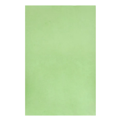 A simple sheet of light green paper, reminiscent of AMPri Dental Crepe Tray Liner Filter Paper from AMPri Handelsgesellschaft mbH, with a smooth texture, is centered against a white background.