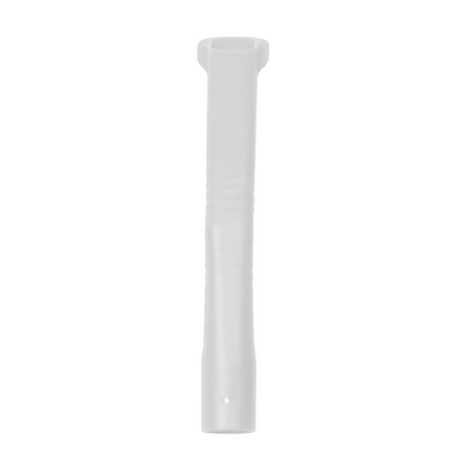 The AMPri MED-COMFORT dental aspiration cannula for adults made of polypropylene, available in various colors, is depicted against a plain white background. The product has a cylindrical shape with a rounded top and an opening at the bottom end.