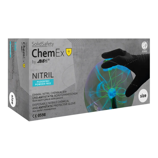 Ampri SolidSafety chem ex antistatic nitrile chemical protection gloves S - XXL