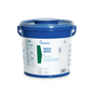 A blue 3 l nonwoven cloth dispenser made of plastic by Dr. Schumacher GmbH with a lid and handles, labeled "DESCO WIPES". The label contains hygienic cleaning instructions, icons, and information about the disinfectant cloth product.