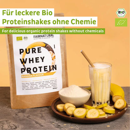 Organic whey protein powder banana