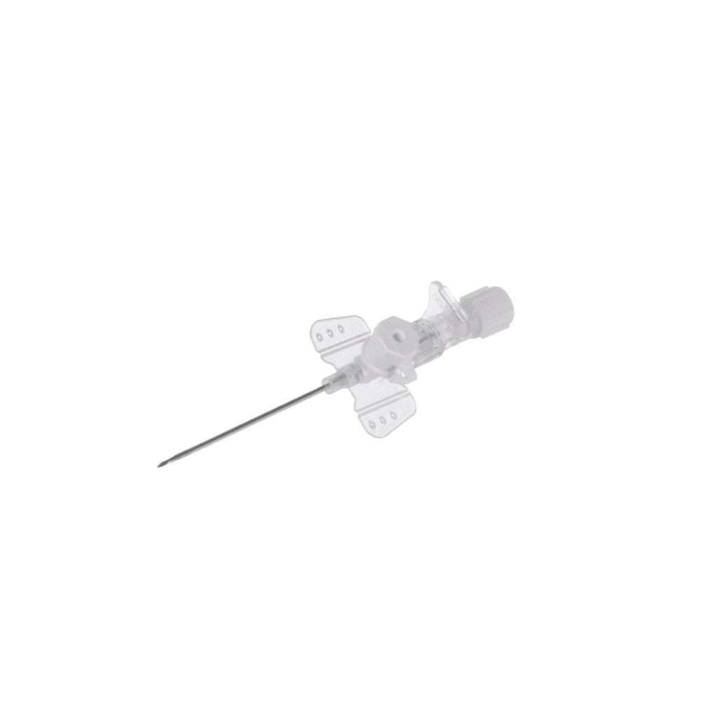 The B. Braun Vasofix® Braunüle® intravenous cannula, manufactured by B. Braun Deutschland GmbH & Co. KG, is a transparent medical plastic cannula with a hollow shaft and metal tip, specifically designed for intravenous insertion. This product features wing-like tabs for easy handling and secure attachment to the tubing.