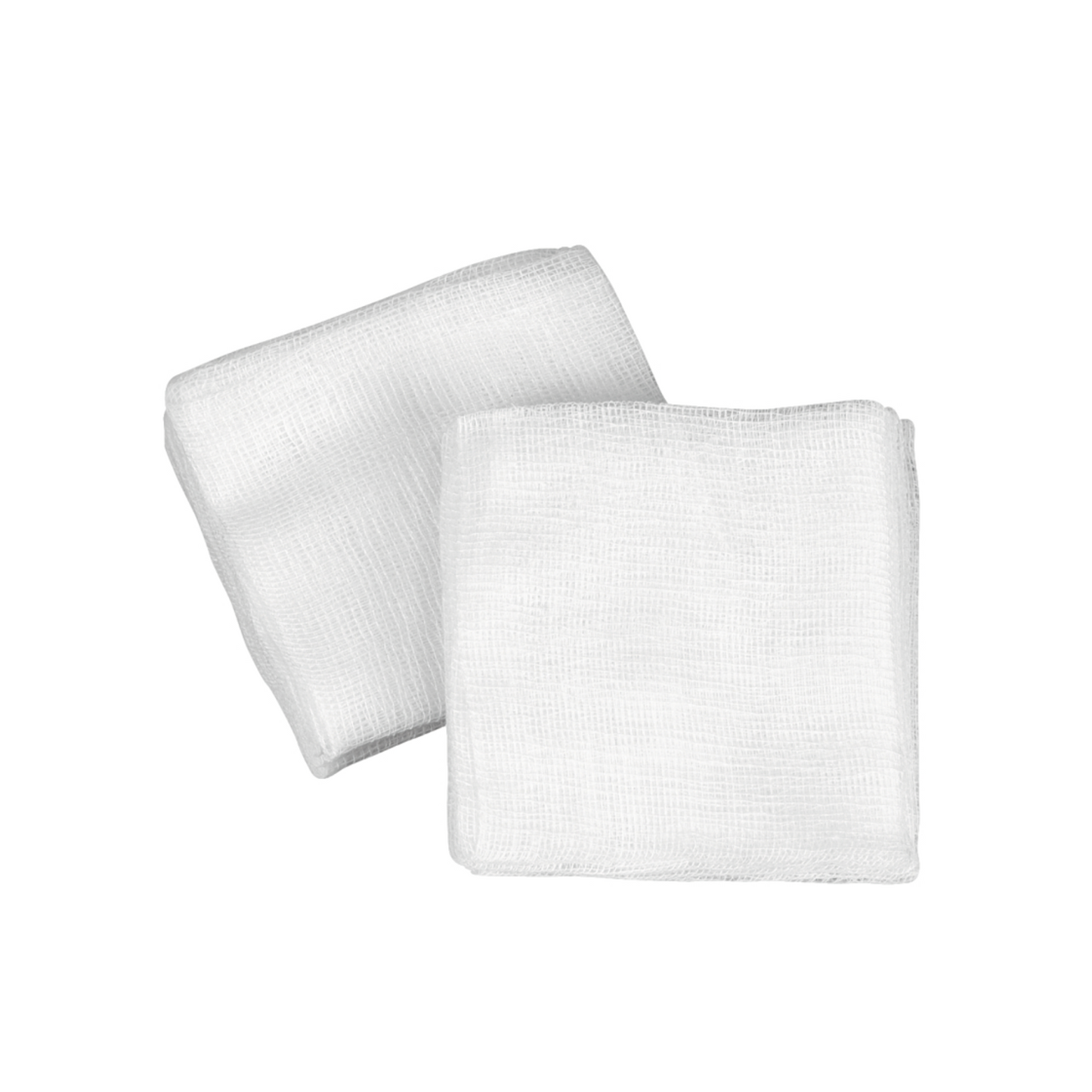 On a plain white background, two folded gauze compresses labeled B. Braun Askina® Gauze Compress from B. Braun Deutschland GmbH & Co. KG can be seen, made of 100% cotton. The gauze compress is soft and slightly translucent, making it ideal for wound care during medical procedures.