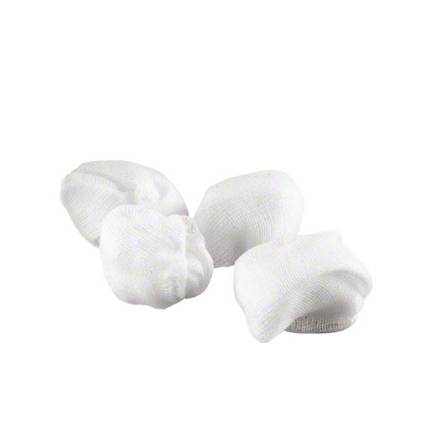 Four B. Braun Askina® sling gauze swabs plum-sized sterile pads by B. Braun Deutschland GmbH & Co. KG are arranged together against a plain white background, ideal for sterile medical applications.