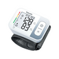 A Beurer wrist blood pressure monitor BC 28 from Beurer GmbH with a reading of 129/83 for systolic and diastolic pressure and a pulse rate of 69. The device is mainly white with a digital display and an attached black wristband and features fully automatic blood pressure measurement.