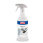 A white spray bottle labeled “Buzil Clean Up G 555 Ready-to-use Special Stain Remover” from BUZIL-WERK Wagner GmbH & Co. KG features a red-blue logo. It has a capacity of 600 ml and shows a graphic of a floor and a person wiping. The label is designed for industrial applications and emphasizes the pH value, the mild formula, and the effective cleaning performance.