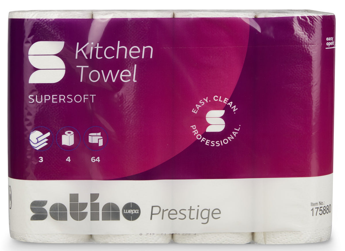 CWS kitchen rolls Prestige 3-ply, high white | Carton (8 packs) 