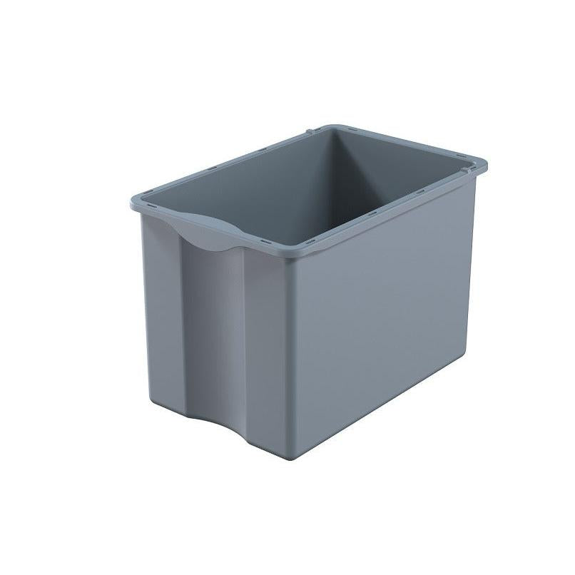 A gray, rectangular 40L Di Protect drawer from Diversey Deutschland GmbH & Co. OHG for the TASKI Protect Trolley is depicted empty against a white background.