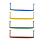 Four Di Protect 7L bucket handles from Diversey Deutschland GmbH & Co. OHG are arranged in a vertical stack on a white background. Each robust and durable closure is available in blue, yellow, green, and red colors per pack (4 pieces/carton).