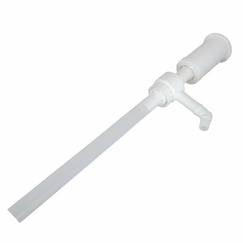 The hand pump for 5L canisters from Diversey Deutschland GmbH & Co. OHG dispenses 100ml per stroke, features a long tube and angled spout - ideal for transferring into smaller containers. The package contains 1 piece.