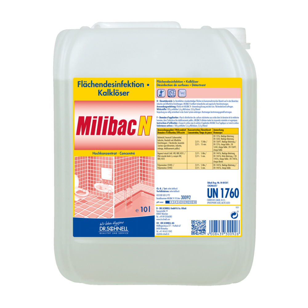 Dr. Quick Milibac N surface disinfectant and limescale remover