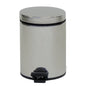 The Novocal stainless steel pedal bin with a galvanized inner bucket and closed lid features a black foot pedal - ideal for hygienic waste disposal. 1 piece per pack.