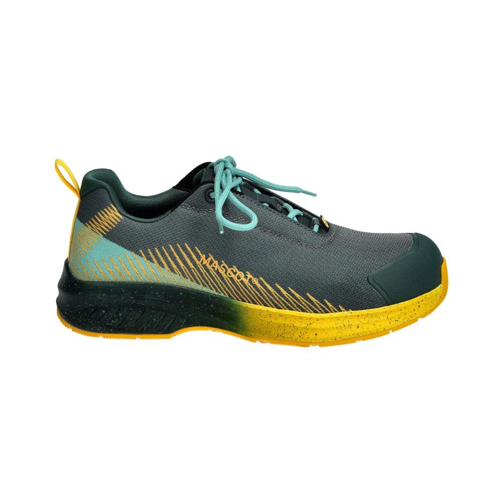 Safety shoes S1PS, laces safety shoes S1PS, forest green/sun yellow