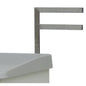 A close-up shows the Novocal F-bracket (330 mm), in metallic paint, with a two-part F-shaped structure, mounted on the right side of a white surface with a gray top; 1 piece per package.