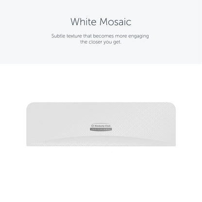 The Kimberly-Clark Professional™ Icon™ Dispenser Faceplate - SRBH (32.39 x 10.80 x 3.18 cm) from Kimberly-Clark GmbH features a white mosaic pattern with a subtle geometric structure and the "Kimberly-Clark Professional" lettering in the center of the front.